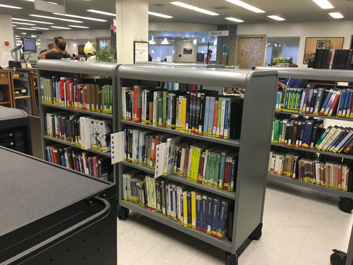 photo of shelves holding reserve books