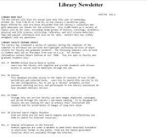 Library Newsletter Fall 1997