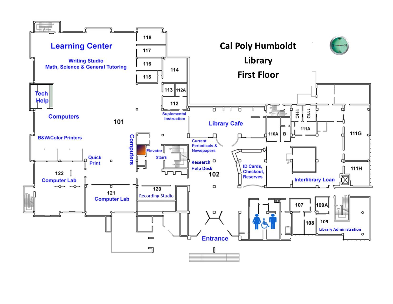 First floor map of the Library