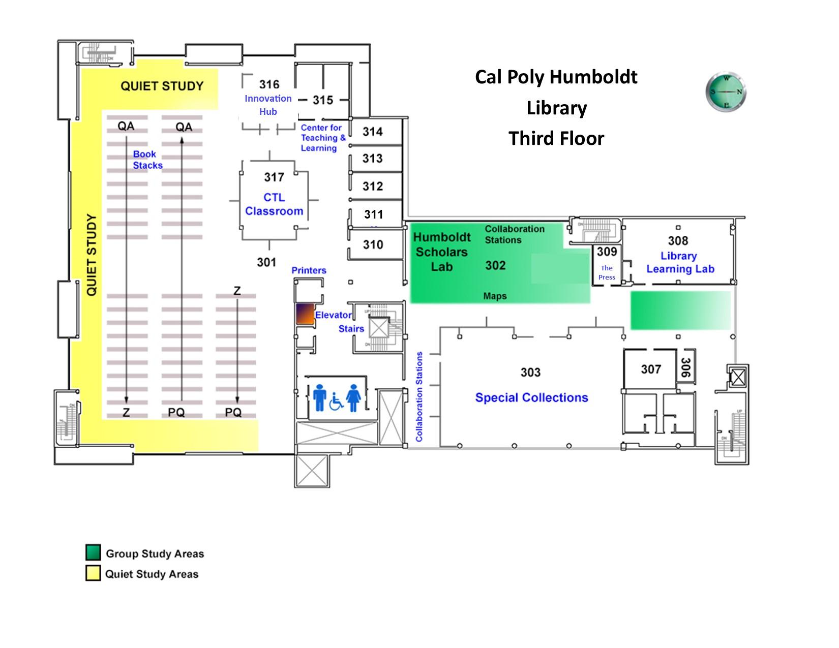 map of Library 3rd floor
