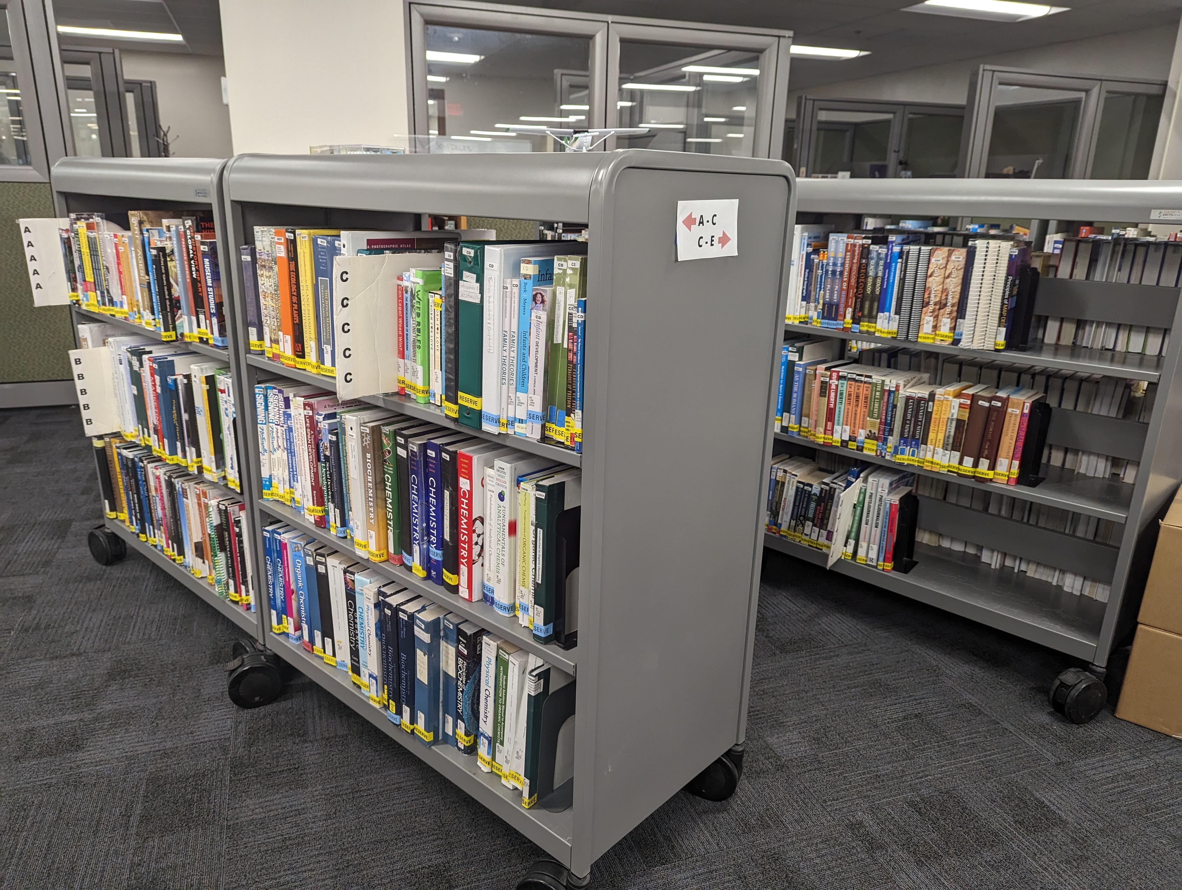 image of course reserves carts with books