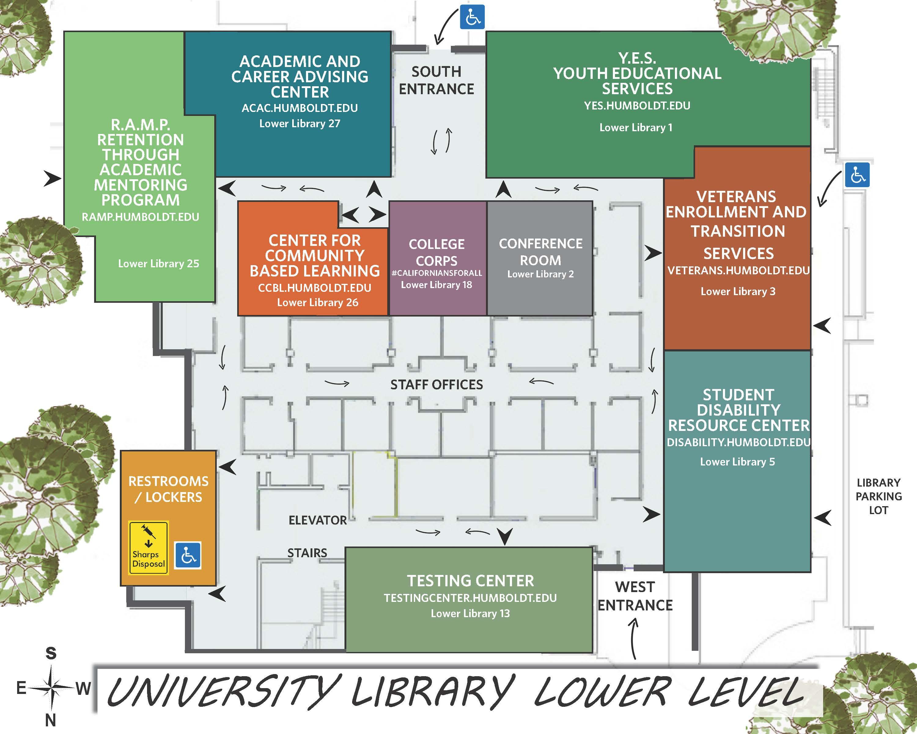 map of offices for the Library's ground floor
