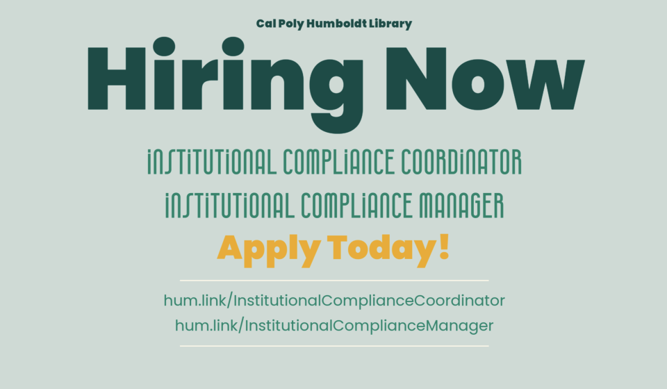 Apply today! Institutional Compliance positions